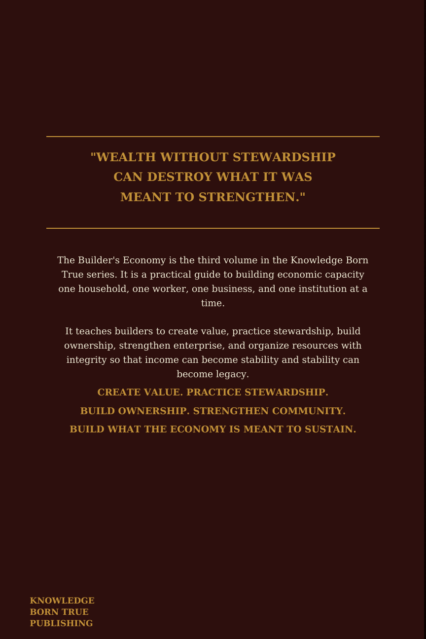 The Builder's Economy, Volume III back cover