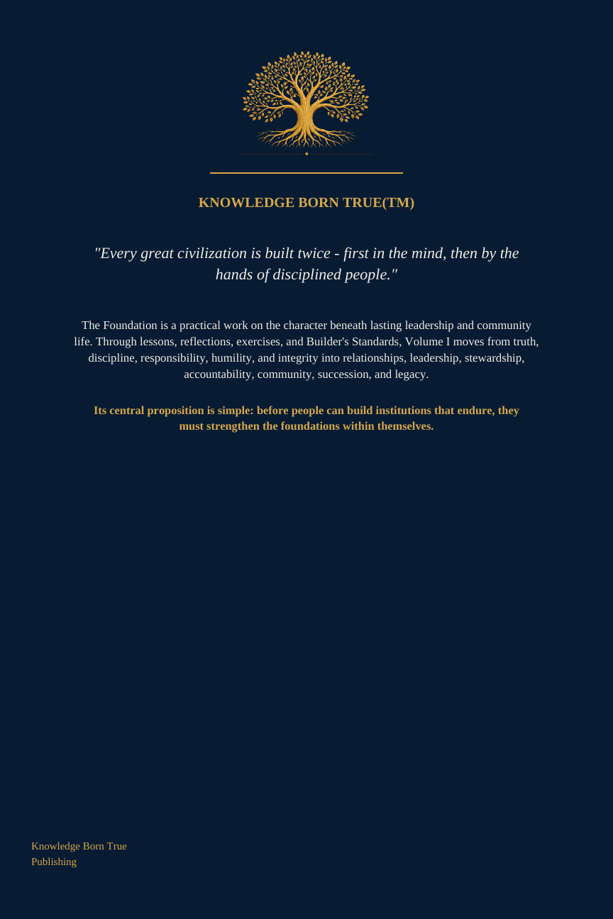 The Foundation, Volume I back cover
