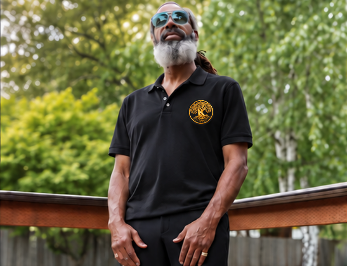Samuel Deon Madison Sr. wearing polos with the approved Founder’s Tree Circle-K logo